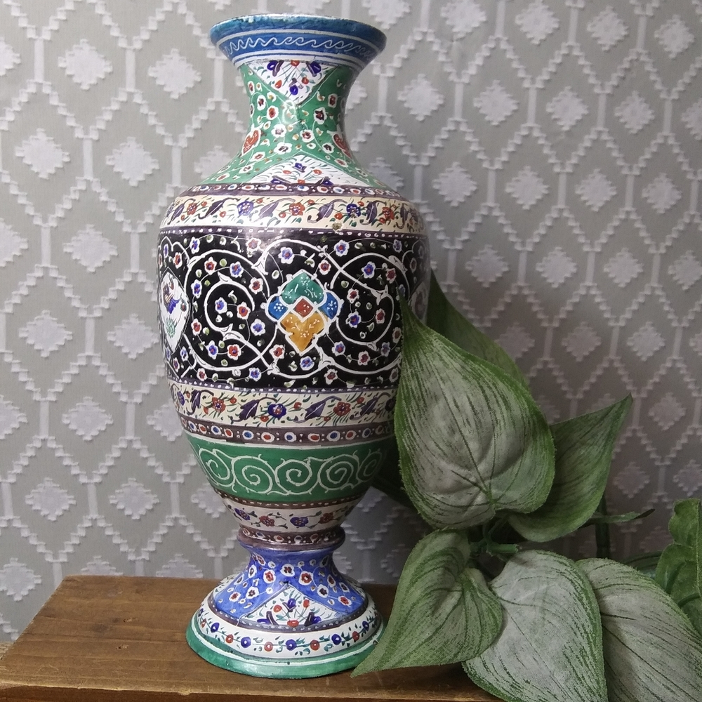 Vintage Hand Painted Tin Vase